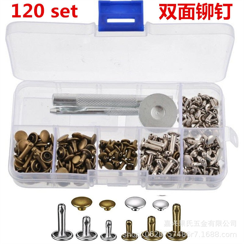 480 pcs. metal double cap rivets for DIY leather craft