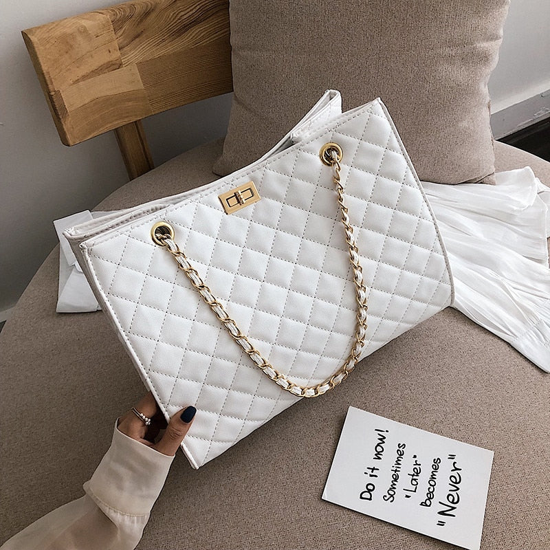 Black Large Tote Bags for Women with Chain