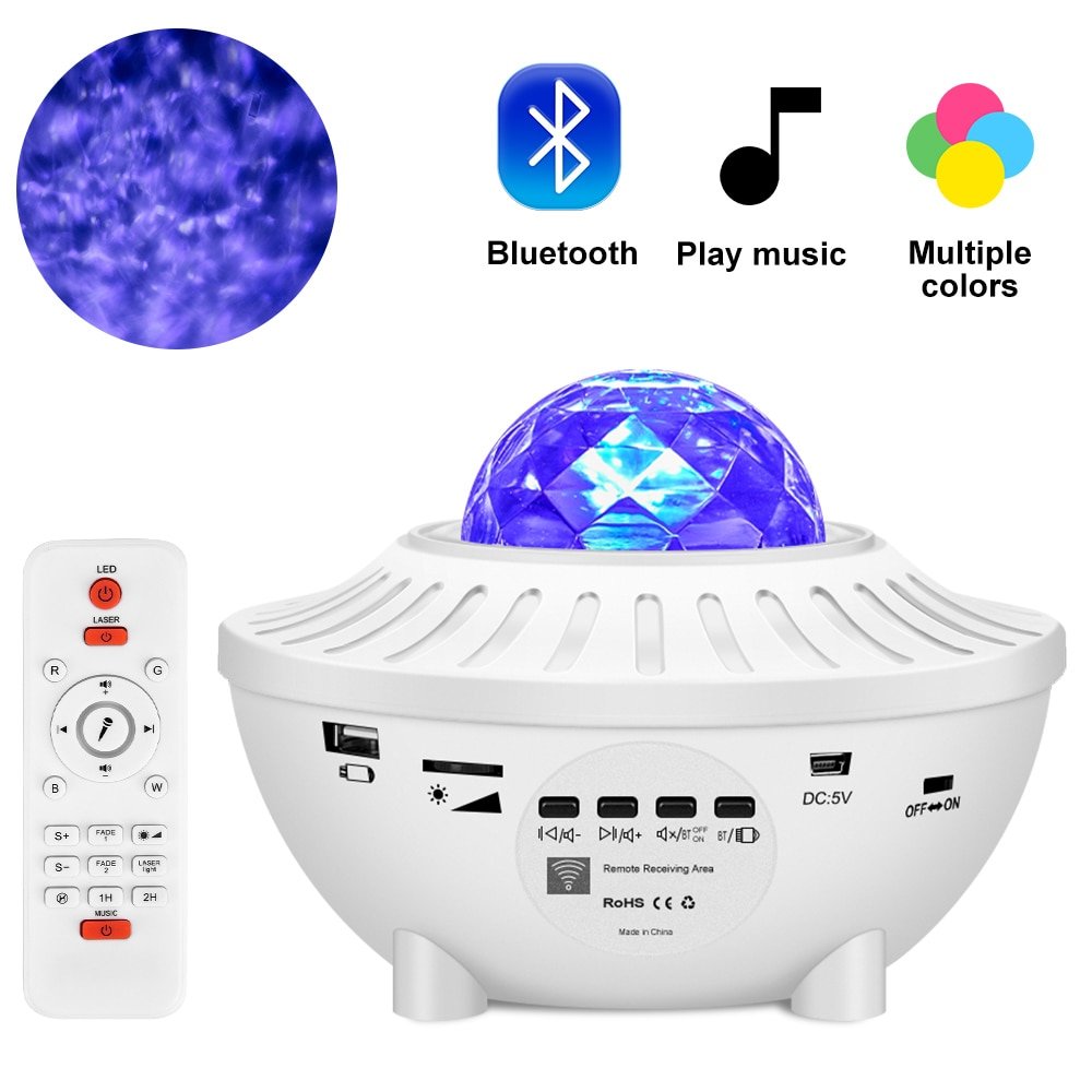 LED Star Galaxy Projector with Bluetooth Music Speaker and 21 Lighting Modes