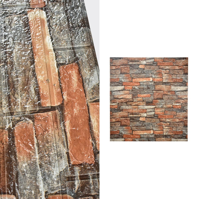 10pcs-Bag 3D Brick Pattern Wallpaper for Living Room Bedroom TV Wall 77x70cm Waterproof