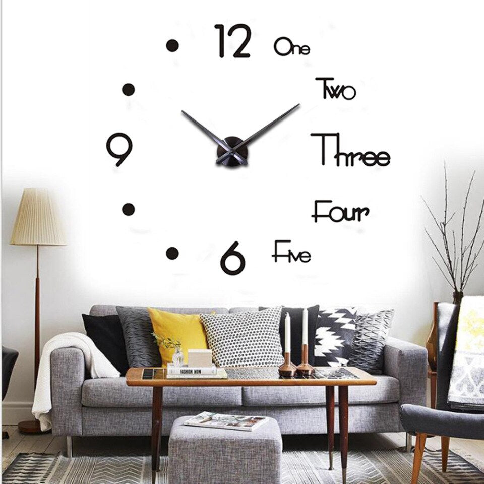 3D DIY Clock Acrylic Mirror Sticker for Home