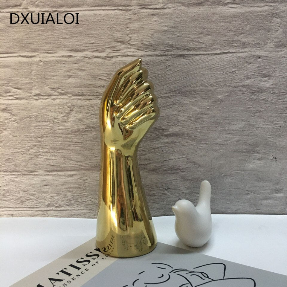Ceramic Vase Nordic Style Golden Hand Vase