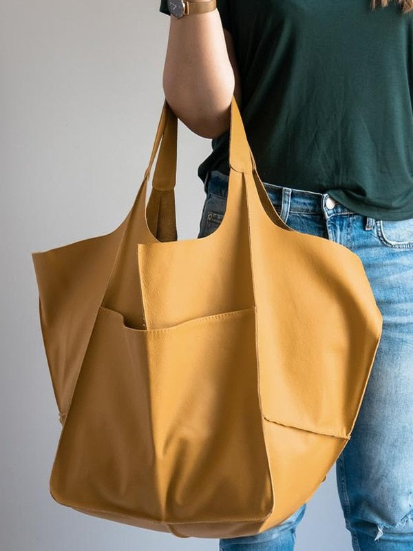 Lässige große Damen-Lederhandtasche