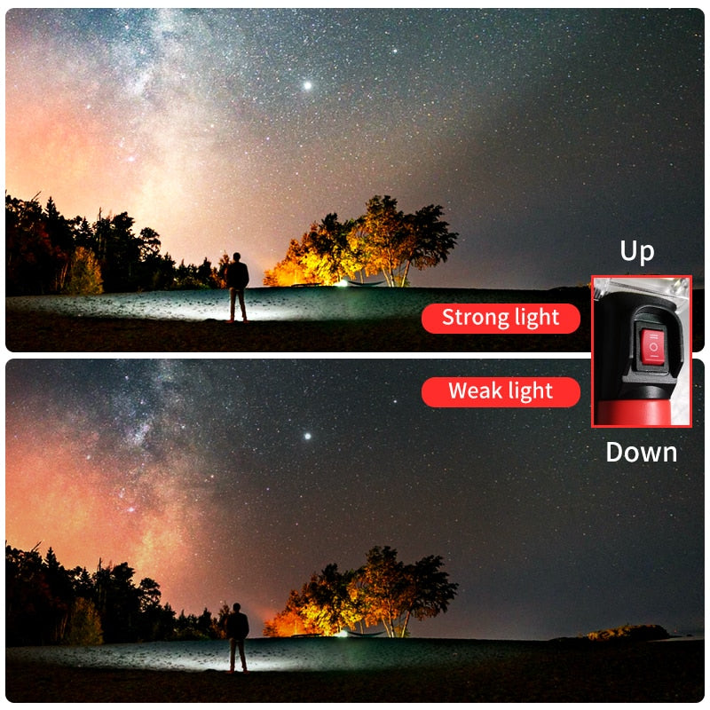 LED Arbeitslicht Leistungsstarke Tragbare Laterne Haken Magnet Camping Lampe COB USB Wiederaufladbar 18650