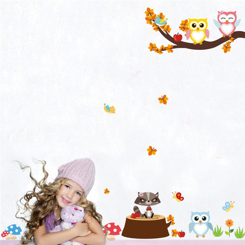Forest Animal Cartoon Wall Stickers for Kids Room