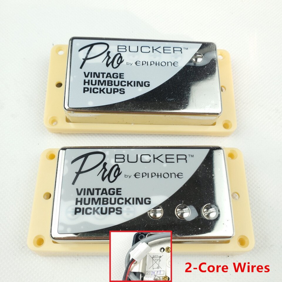 1 set of Nickel LP Standard ProBucker N&B electric guitar humbucker pickups with Pro wiring harness for EPI, silver cover