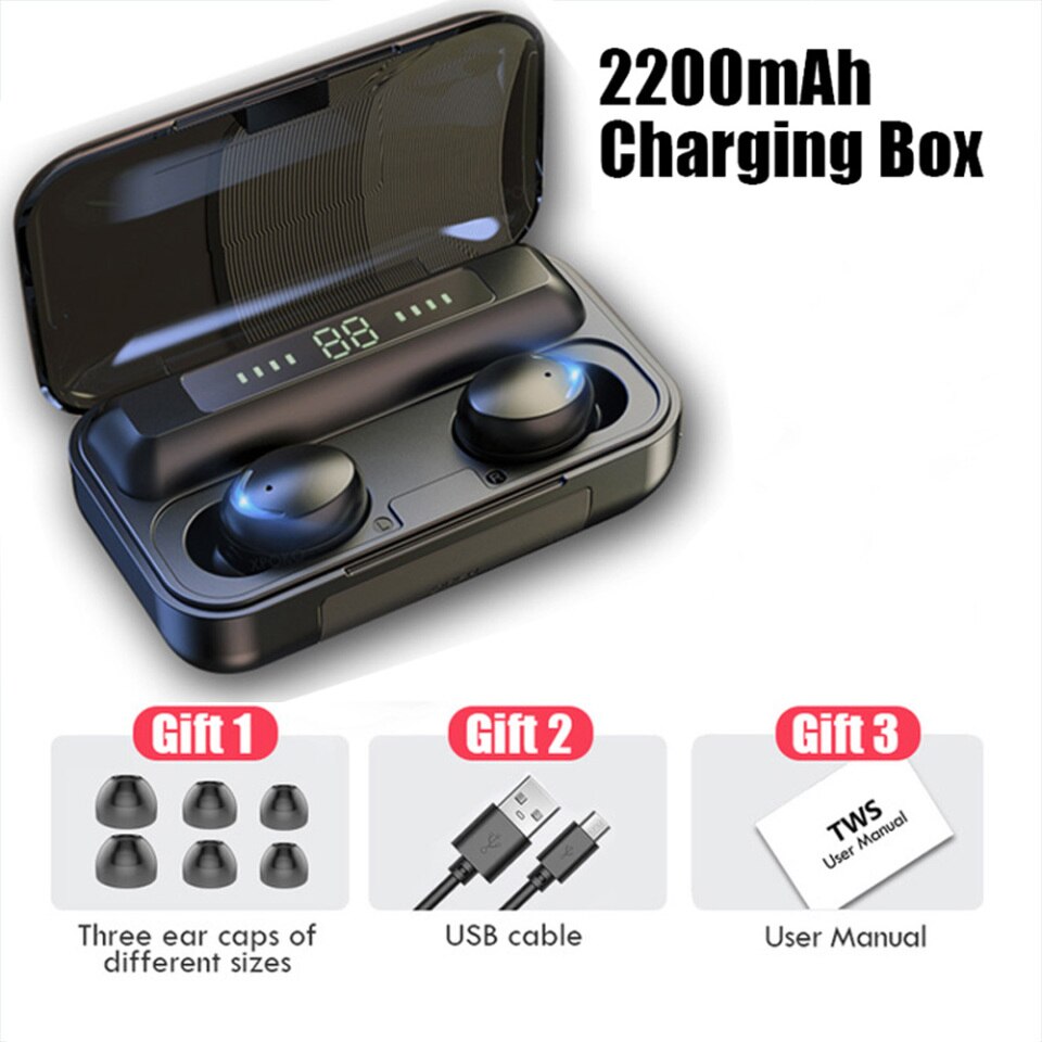 TWS F9 Ohrhörer V5.0 Sport Wasserdicht Bluetooth Kopfhörer Mini Touch Control Noise Cancelling