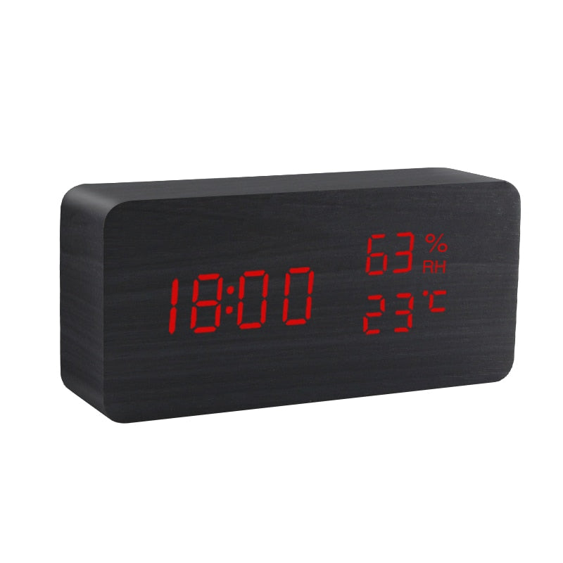 LED wooden clock with voice control, USB-AAA powered
