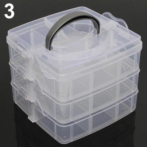 3-layer 18-compartment storage container for jewelry and beads