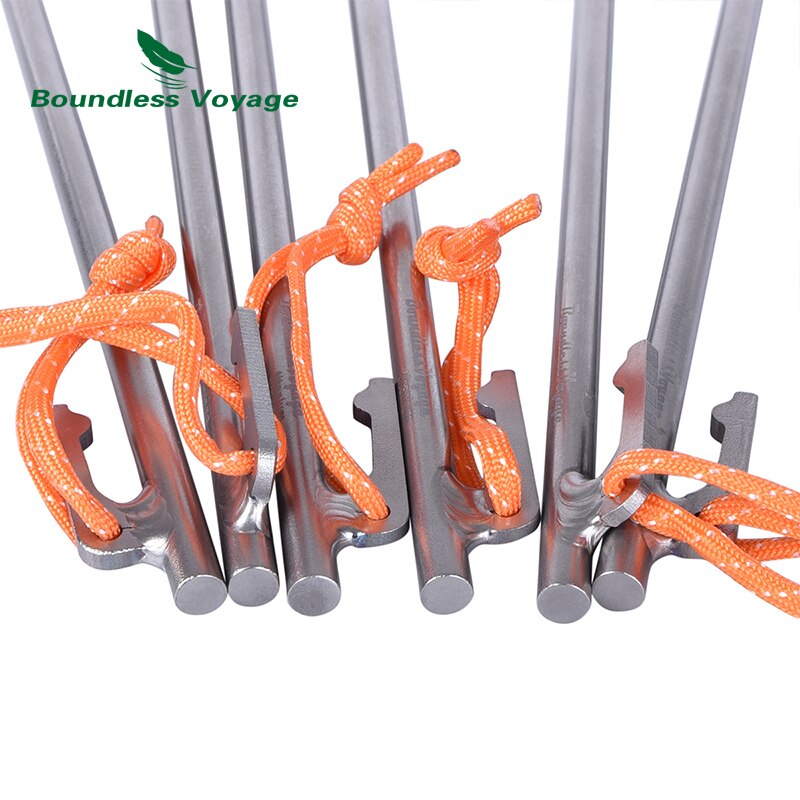 Boundless Voyage Titanium Alloy Tent Pegs Heavy Duty Nails Camping Pins 20cm 24cm 30cm 35cm 40cm