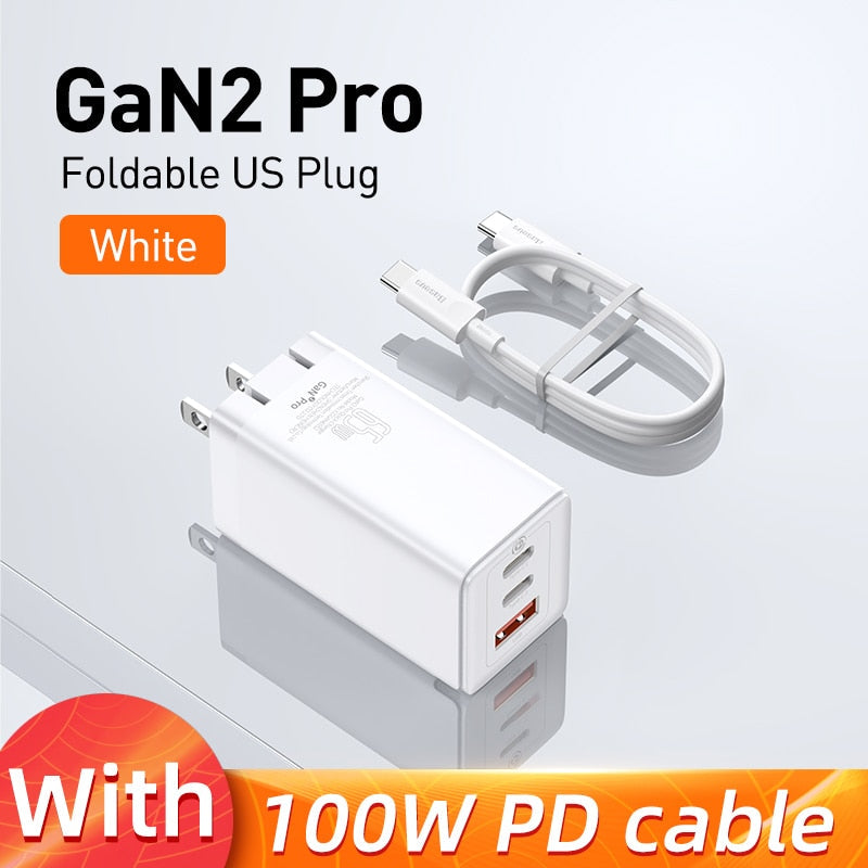 Baseus 65W GaN Charger QC 4.0 3.0 Type C PD USB for Laptop iPhone 13 Pro