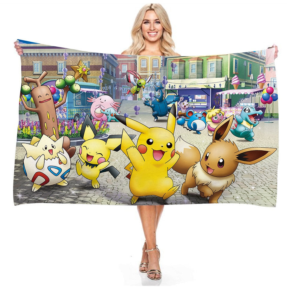 Anime Pokemon Strandtuch Pikachu Sommer Handtuch Badetuch Schwimmen