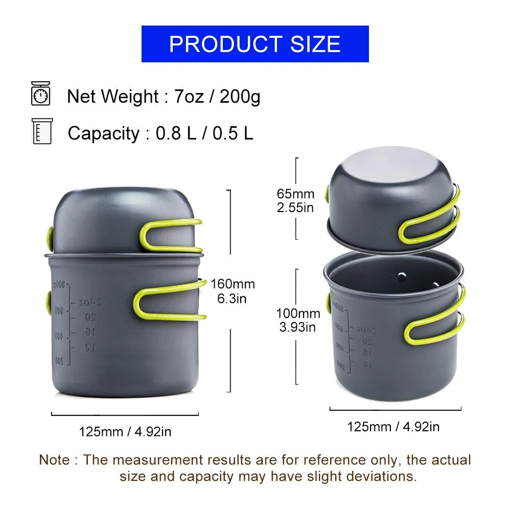 Widesea Ultralight Camping Cooking Utensils Outdoor Tableware Pot Set