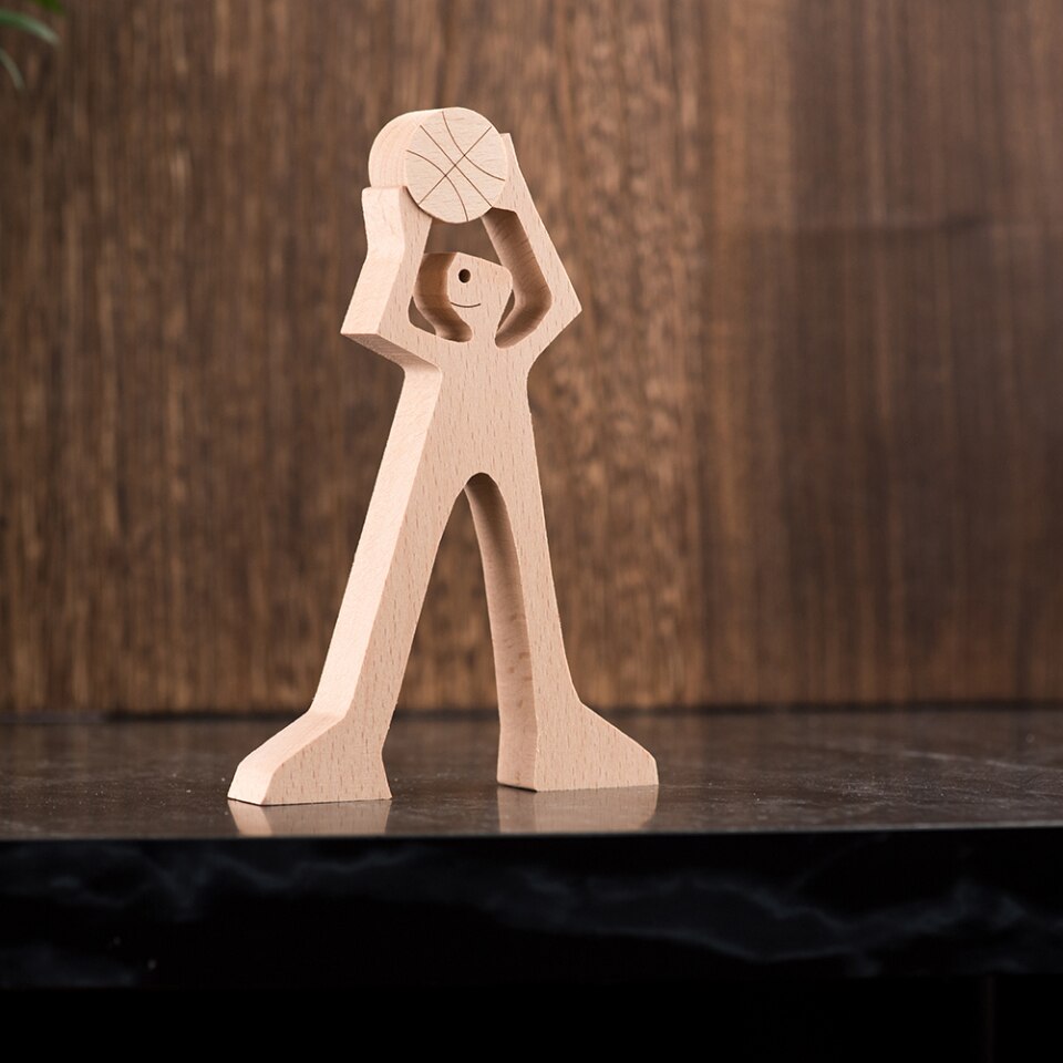 Wooden Dog Figure for Desk - Creative Pet Decoration