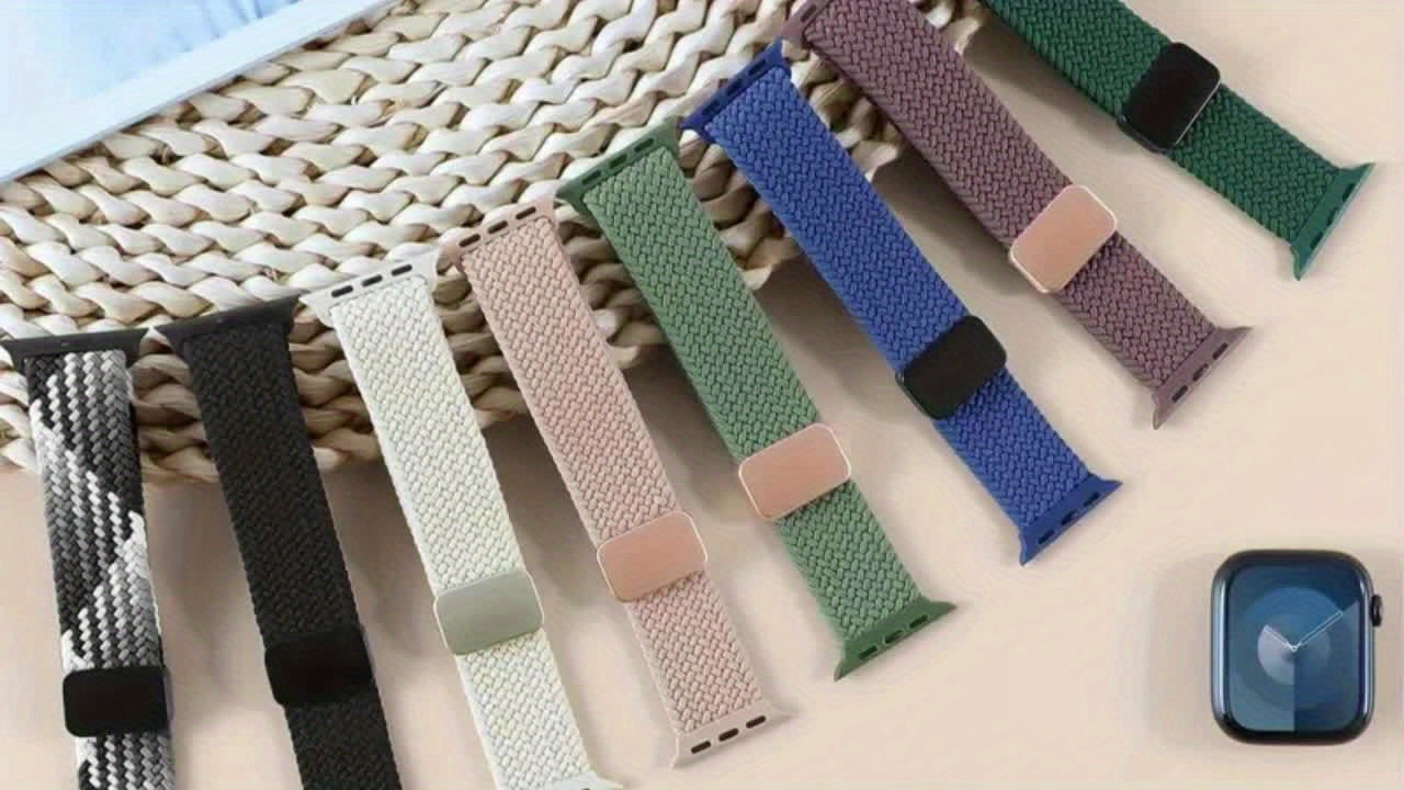Apple Watch Magnetic Woven Strap Adjustable Stretchy Replacement Bracelet for iWatch Series SE/9/10 Ultra