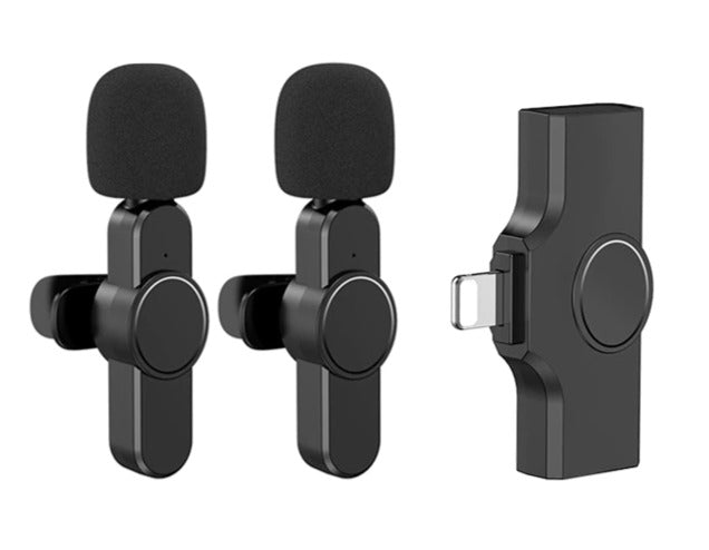 (3-piece set) Wireless 360° Lavalier Microphone for Mobile Phones - Tablets with Lightning Connector + Noise Reduction