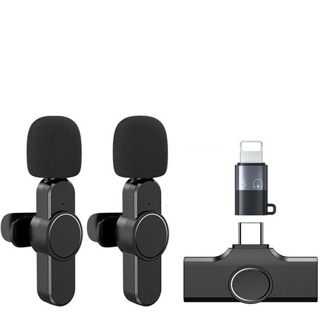 (3-piece set) Wireless 360° Lavalier Microphone for Mobile Phones - Tablets with Lightning Connector + Noise Reduction