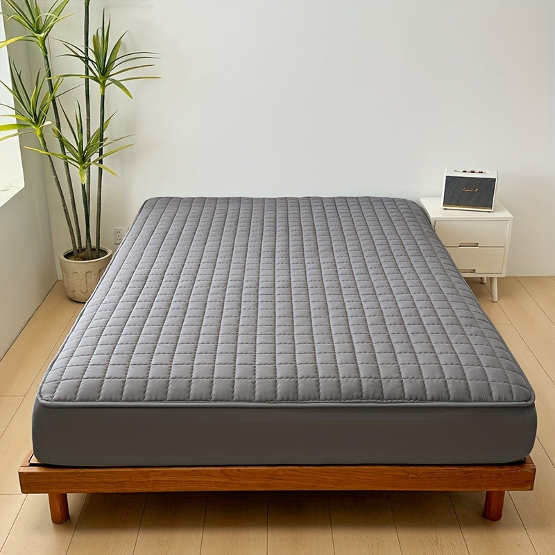 1pc Quilted Waterproof Mattress Protector (Without Pillow &amp; Core) Soft Comfortable Solid Color Bedding Mattress Cover for Bedroom, Guest Room, Hotel, Apartment, School
