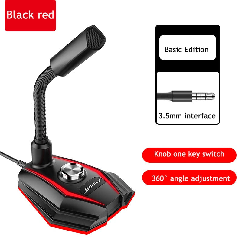 Computer USB microphone with RGB base and HD sound card
