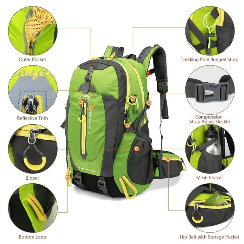 Waterproof Climbing Backpack 40L Outdoor Sports Backpack for Men and Women