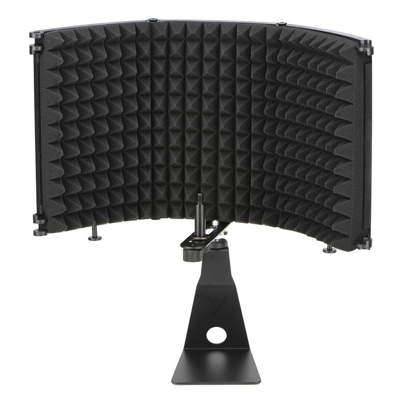 Studio microphone windshield: foldable, adjustable, sound-absorbing