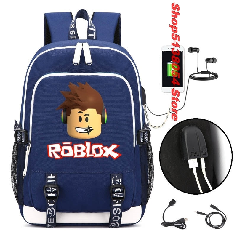 Roblox Backpacks for School with USB Charging for Kids Boys Teenagers Men School Bags Travel Laptop Mochilas