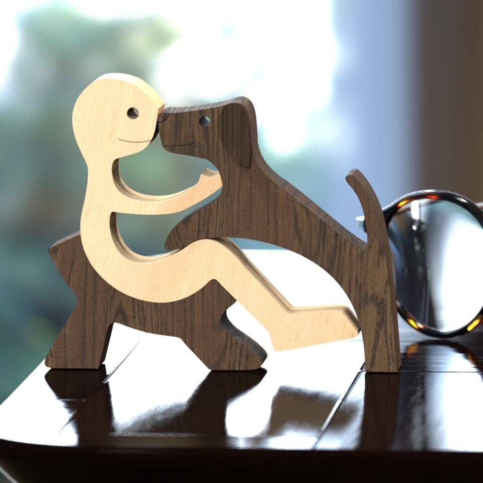 Wooden Dog Figure for Desk - Creative Pet Decoration