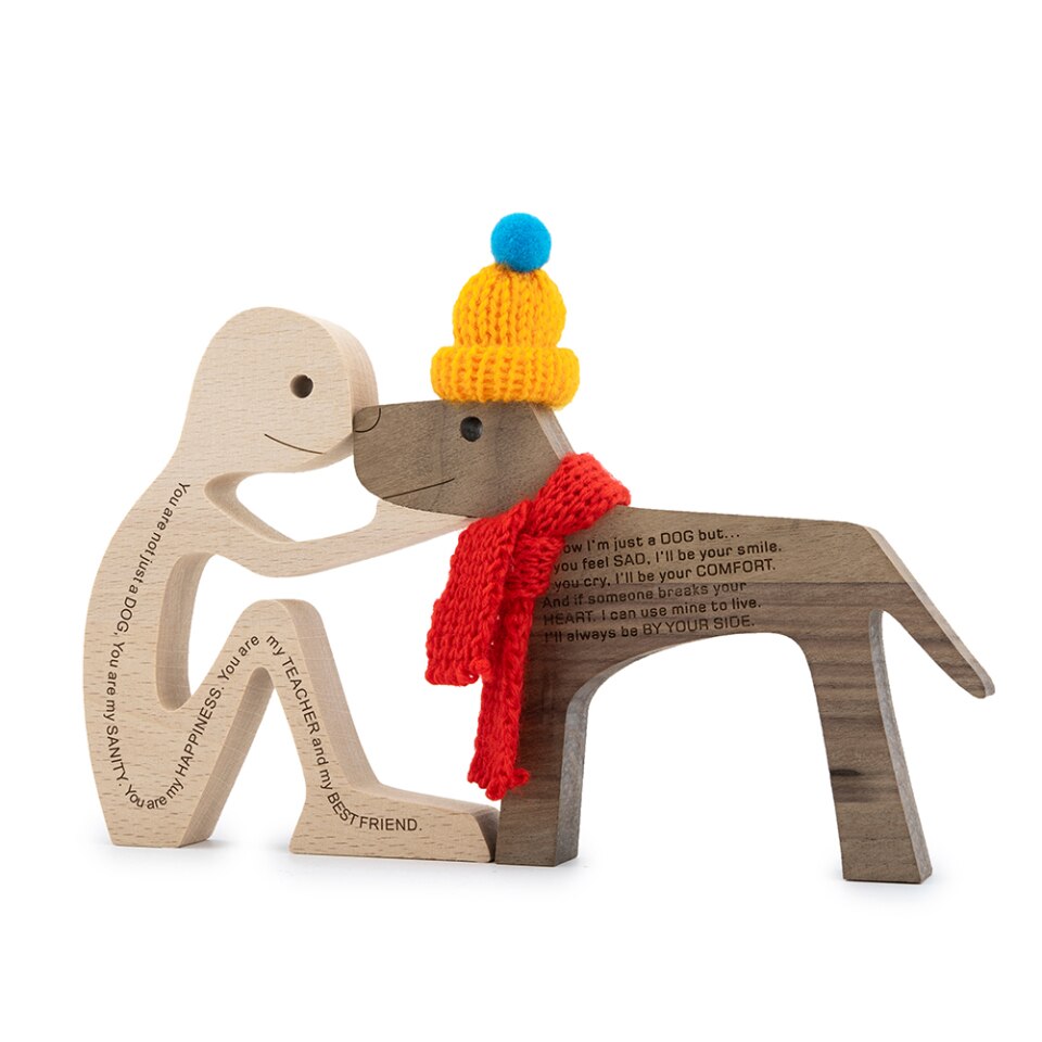 Wooden Dog Figure for Desk - Creative Pet Decoration