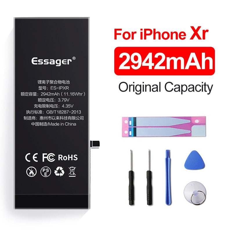 Batterie Essager pour iPhone 6 6S 5S 5C 7 8 Plus X Xs Max Xr 6Plus - Batterie de remplacement d'origine, haute capacité