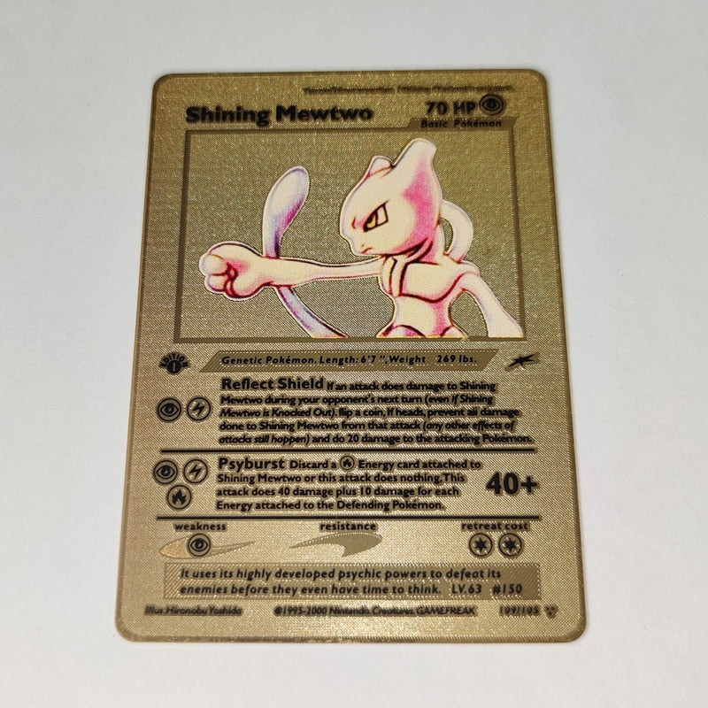 Pokemon Spiel Anime Kampf Karte Gold Metall