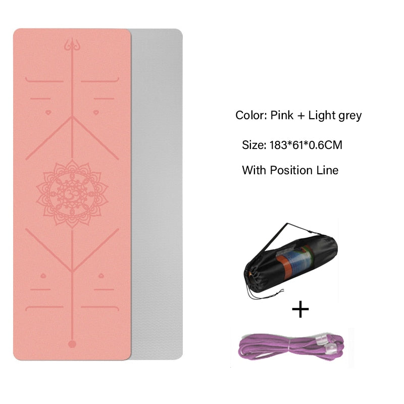 TPE Yoga Double Layer Mat with Position Line for Fitness and Pilates