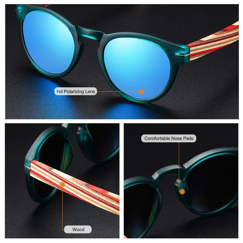 Polarisierte Sonnenbrille für Frauen mit Holzrahmen