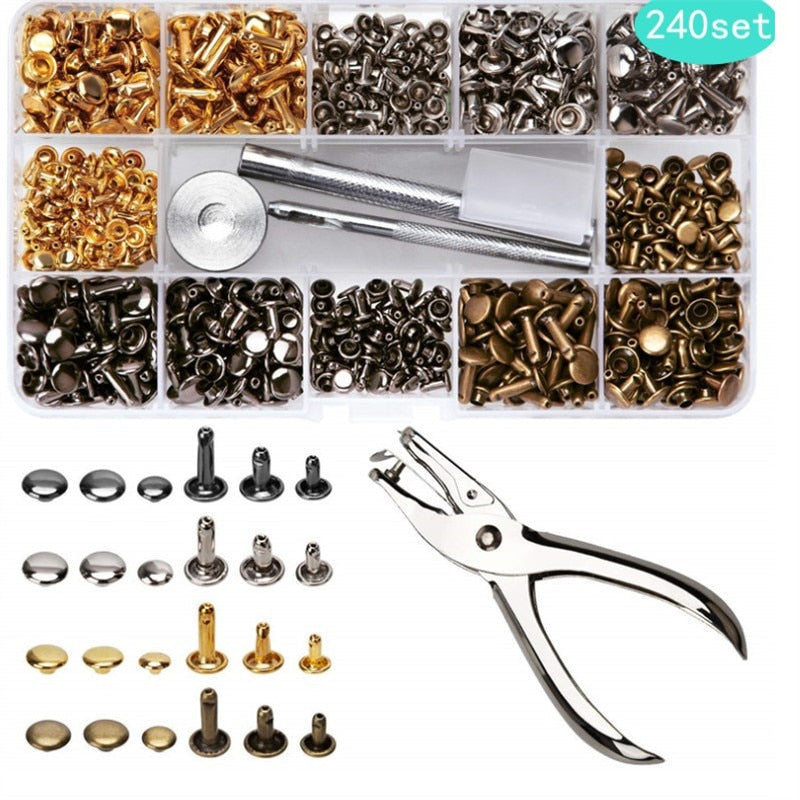 480 pcs. metal double cap rivets for DIY leather craft
