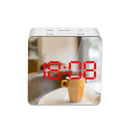 LED mirror alarm clock with large time and temperature display