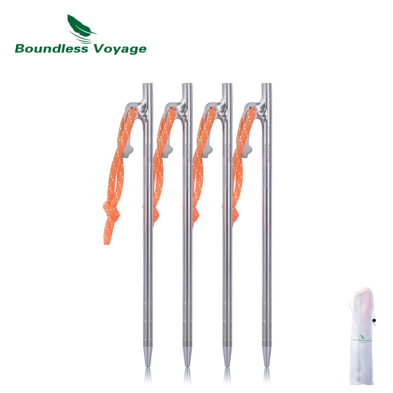 Boundless Voyage Titanium Alloy Tent Pegs Heavy Duty Nails Camping Pins 20cm 24cm 30cm 35cm 40cm