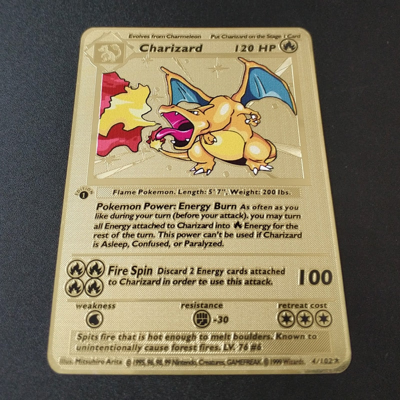 Pokemon Spiel Anime Kampf Karte Gold Metall