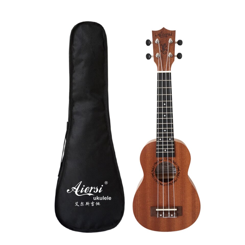 Aiersi 21" Mahogany Soprano Ukulele, Gecko, 4 Strings