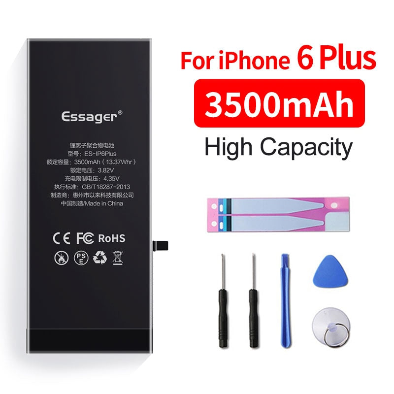 Batterie Essager pour iPhone 6 6S 5S 5C 7 8 Plus X Xs Max Xr 6Plus - Batterie de remplacement d'origine, haute capacité