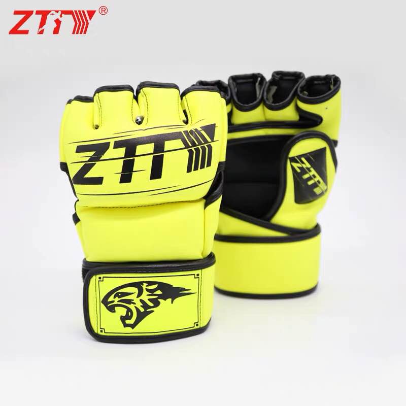 ZTTY Half Finger Boxing Gloves made of PU Leather for MMA and Kickboxing