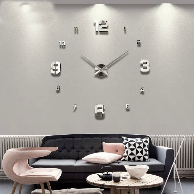 3D DIY Clock Acrylic Mirror Sticker for Home