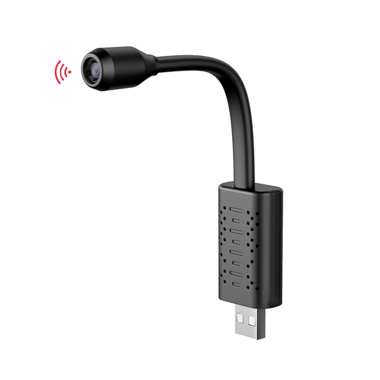 (2-piece set) Mini USB Camera 1080P HD Surveillance Camera + SD Card Reader - Black
