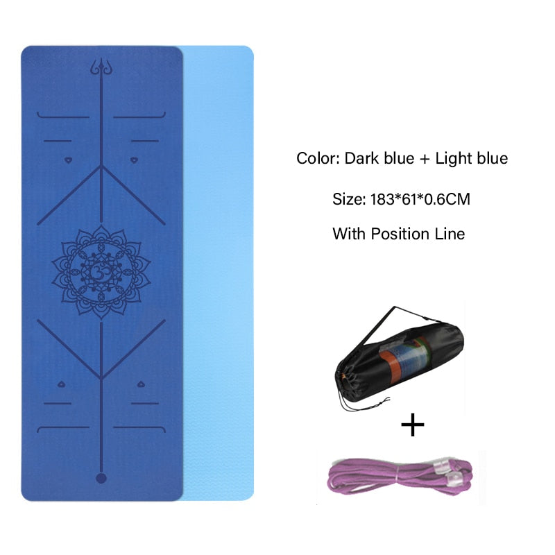 TPE Yoga Double Layer Mat with Position Line for Fitness and Pilates