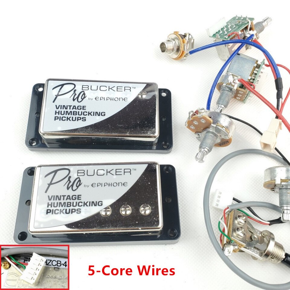 1 set of Nickel LP Standard ProBucker N&amp;B electric guitar humbucker pickups with Pro wiring harness for EPI, silver cover