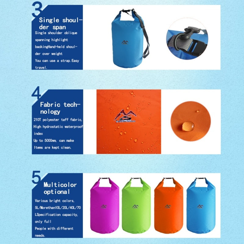 L Outdoor Waterproof Dry Bag for Camping Hiking Swimming Rafting Kayak Bags Pouch