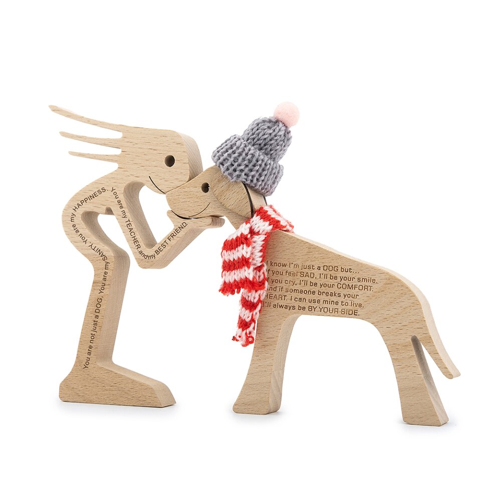 Wooden Dog Figure for Desk - Creative Pet Decoration