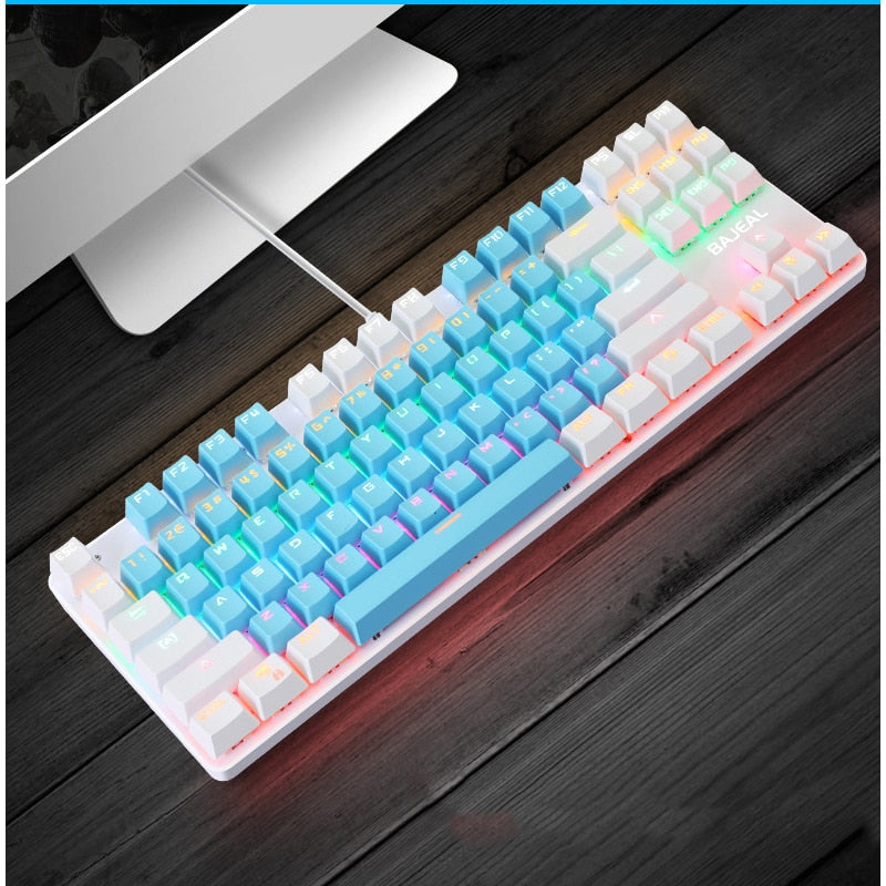 Mechanical wired gaming keyboard, 87 keys, blue switch for professional gamers