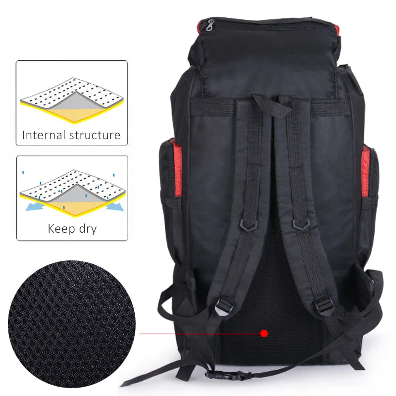Men's 80L Big Hiking Mountaineering Climbing Backpack