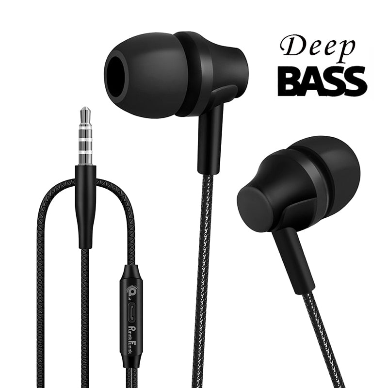 PunnkFunnk Metall-Kopfhörer 1.2M Bass Stereo Sport In-Ear W-Mic Lautstärkeregler für Samsung Iphone 5 6 7 8 11