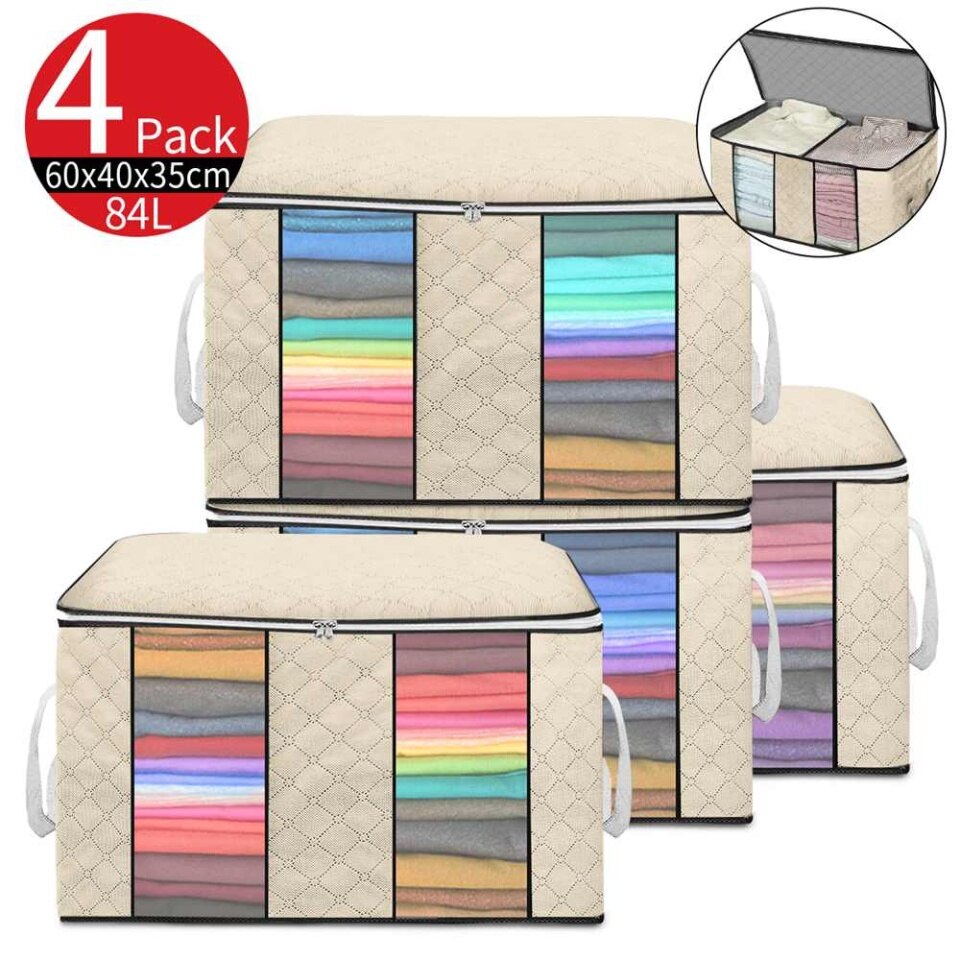 4-teiliges Set Faltbare Kleidung Quilt Lagerung Organizer