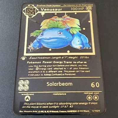 Pokemon Spiel Anime Kampf Karte Gold Metall